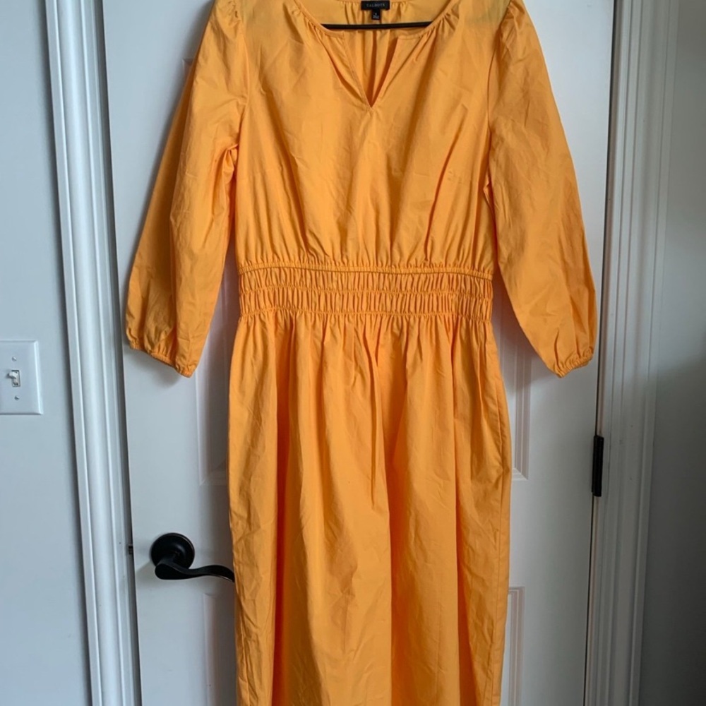 Talbots Vibrant Orange Cotton Midi Dress